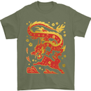 Chinese New Year Dragon vs Rabbit Mens T-Shirt 100% Cotton Military Green