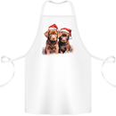 Chocolate Labrador Christmas Puppies Xmas Cotton Apron 100% Organic White