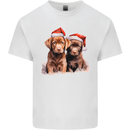 Chocolate Labrador Christmas Puppies Xmas Mens Cotton T-Shirt Tee Top White