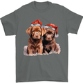 Chocolate Labrador Christmas Puppies Xmas Mens T-Shirt 100% Cotton Charcoal