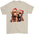 Chocolate Labrador Christmas Puppies Xmas Mens T-Shirt 100% Cotton Sand