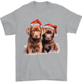 Chocolate Labrador Christmas Puppies Xmas Mens T-Shirt 100% Cotton Sports Grey