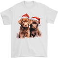 Chocolate Labrador Christmas Puppies Xmas Mens T-Shirt 100% Cotton White