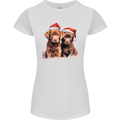 Chocolate Labrador Christmas Puppies Xmas Womens Petite Cut T-Shirt White