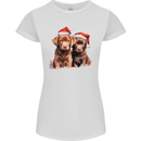 Chocolate Labrador Christmas Puppies Xmas Womens Petite Cut T-Shirt White