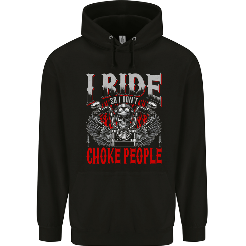 Choke People Funny Biker Motorcycle Skull Mens 80% Cotton Hoodie Black