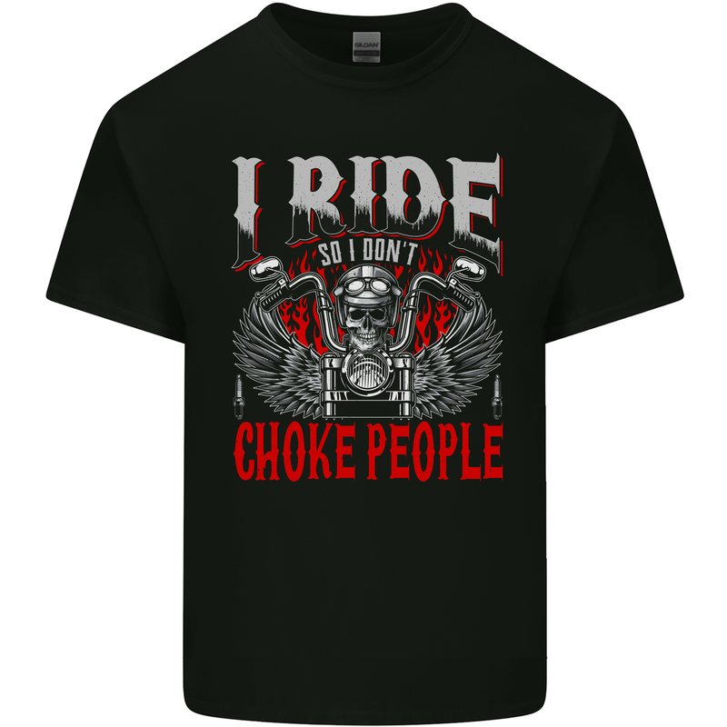 Choke People Funny Biker Motorcycle Skull Mens Cotton T-Shirt Tee Top Black