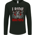 Choke People Funny Biker Motorcycle Skull Mens Long Sleeve T-Shirt Black