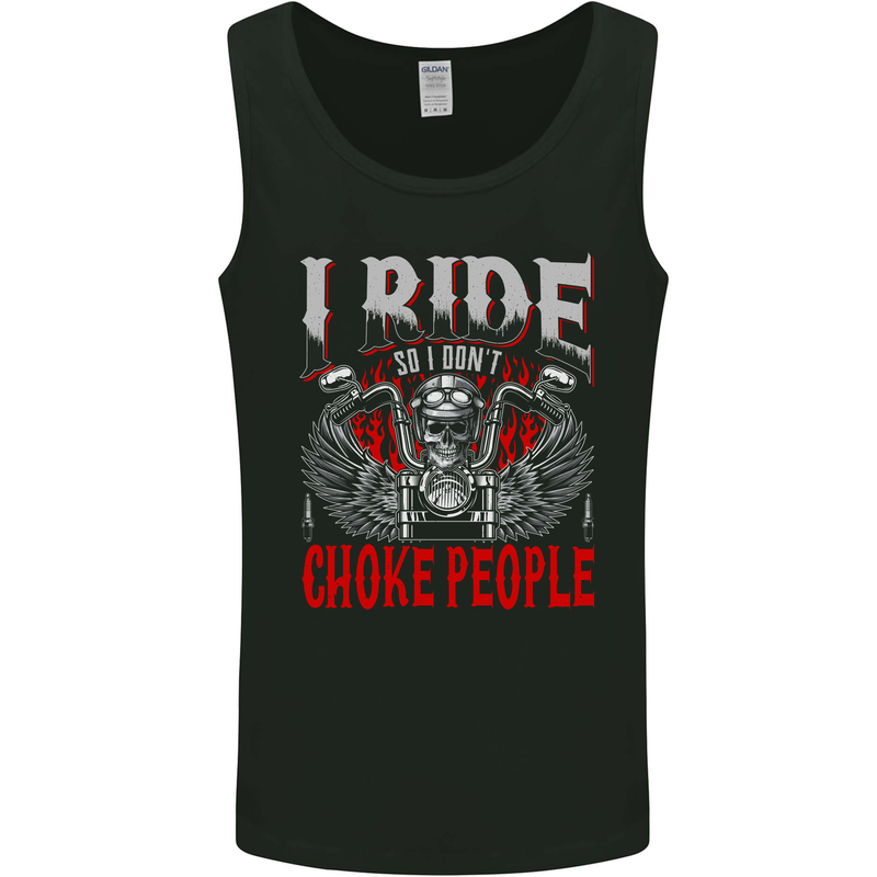 Choke People Funny Biker Motorcycle Skull Mens Vest Tank Top Black