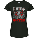 Choke People Funny Biker Motorcycle Skull Womens Petite Cut T-Shirt Black