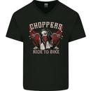 Choppers Ride to Bike Outlaw Biker Motorcycle Mens V-Neck Cotton T-Shirt Black