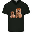 Chow Chows Dog Puppy Mens V-Neck Cotton T-Shirt Black