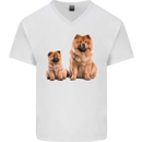 Chow Chows Dog Puppy Mens V-Neck Cotton T-Shirt White