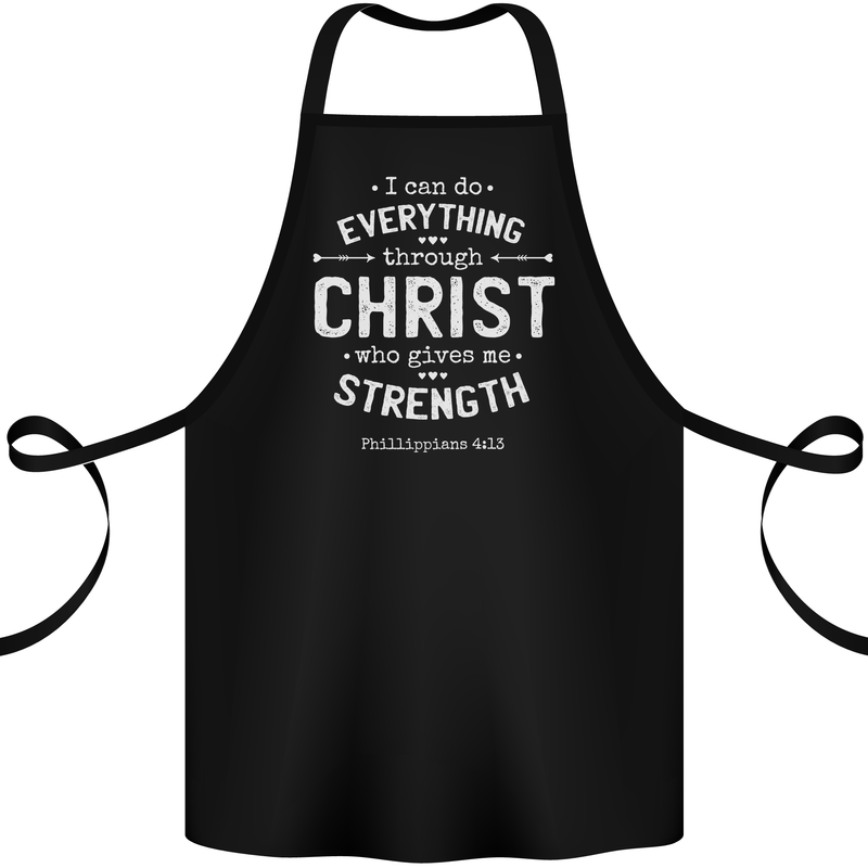 Christ Gives Me Strength Christian God Jesus Cotton Apron 100% Organic Black