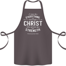 Christ Gives Me Strength Christian God Jesus Cotton Apron 100% Organic Dark Grey