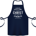 Christ Gives Me Strength Christian God Jesus Cotton Apron 100% Organic Navy Blue