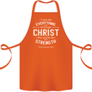 Christ Gives Me Strength Christian God Jesus Cotton Apron 100% Organic Orange