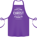 Christ Gives Me Strength Christian God Jesus Cotton Apron 100% Organic Purple