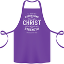 Christ Gives Me Strength Christian God Jesus Cotton Apron 100% Organic Purple
