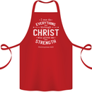 Christ Gives Me Strength Christian God Jesus Cotton Apron 100% Organic Red