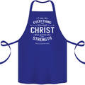Christ Gives Me Strength Christian God Jesus Cotton Apron 100% Organic Royal Blue