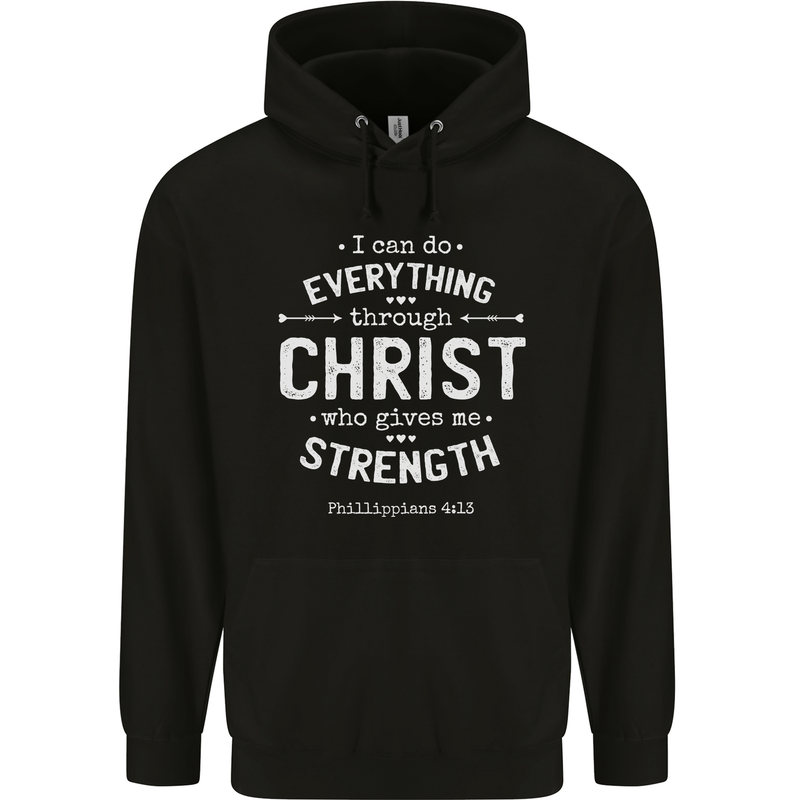 Christ Gives Me Strength Christian God Jesus Mens 80% Cotton Hoodie Black