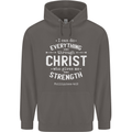 Christ Gives Me Strength Christian God Jesus Mens 80% Cotton Hoodie Charcoal