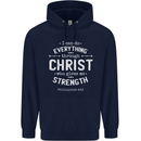 Christ Gives Me Strength Christian God Jesus Mens 80% Cotton Hoodie Navy Blue