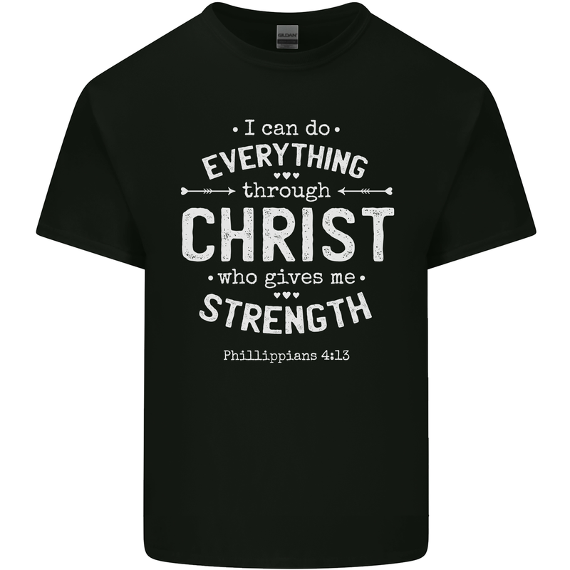 Christ Gives Me Strength Christian God Jesus Mens Cotton T-Shirt Tee Top Black