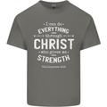 Christ Gives Me Strength Christian God Jesus Mens Cotton T-Shirt Tee Top Charcoal