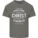 Christ Gives Me Strength Christian God Jesus Mens Cotton T-Shirt Tee Top Charcoal