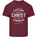 Christ Gives Me Strength Christian God Jesus Mens Cotton T-Shirt Tee Top Maroon