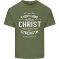 Christ Gives Me Strength Christian God Jesus Mens Cotton T-Shirt Tee Top Military Green