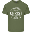 Christ Gives Me Strength Christian God Jesus Mens Cotton T-Shirt Tee Top Military Green
