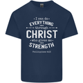 Christ Gives Me Strength Christian God Jesus Mens Cotton T-Shirt Tee Top Navy Blue