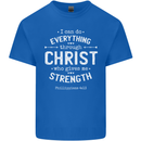 Christ Gives Me Strength Christian God Jesus Mens Cotton T-Shirt Tee Top Royal Blue
