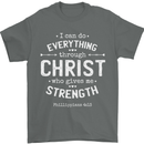 Christ Gives Me Strength Christian God Jesus Mens T-Shirt 100% Cotton Charcoal