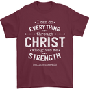 Christ Gives Me Strength Christian God Jesus Mens T-Shirt 100% Cotton Maroon