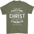 Christ Gives Me Strength Christian God Jesus Mens T-Shirt 100% Cotton Military Green