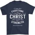Christ Gives Me Strength Christian God Jesus Mens T-Shirt 100% Cotton Navy Blue