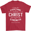 Christ Gives Me Strength Christian God Jesus Mens T-Shirt 100% Cotton Red