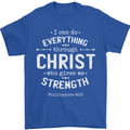 Christ Gives Me Strength Christian God Jesus Mens T-Shirt 100% Cotton Royal Blue