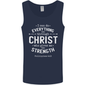 Christ Gives Me Strength Christian God Jesus Mens Vest Tank Top Navy Blue