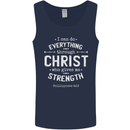Christ Gives Me Strength Christian God Jesus Mens Vest Tank Top Navy Blue