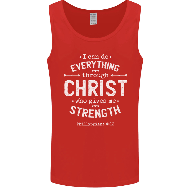 Christ Gives Me Strength Christian God Jesus Mens Vest Tank Top Red