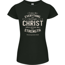 Christ Gives Me Strength Christian Jesus God Womens Petite Cut T-Shirt Black