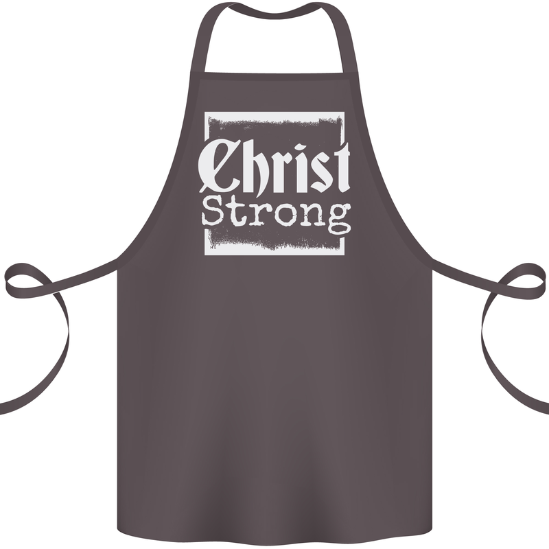 Christ Strong Christianity Christian God Jesus Cotton Apron 100% Organic Dark Grey