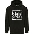 Christ Strong Christianity Christian God Jesus Mens 80% Cotton Hoodie Black