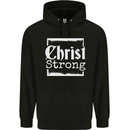 Christ Strong Christianity Christian God Jesus Mens 80% Cotton Hoodie Black