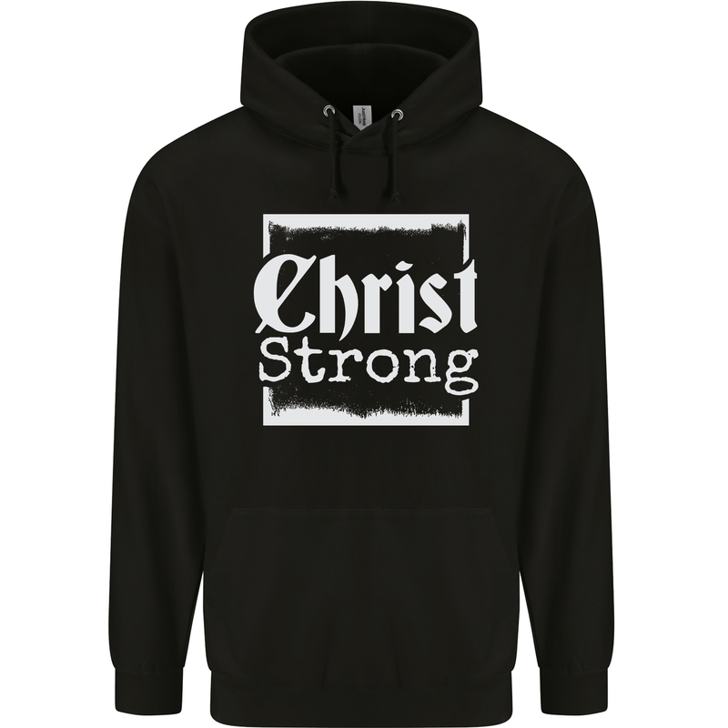 Christ Strong Christianity Christian God Jesus Mens 80% Cotton Hoodie Black